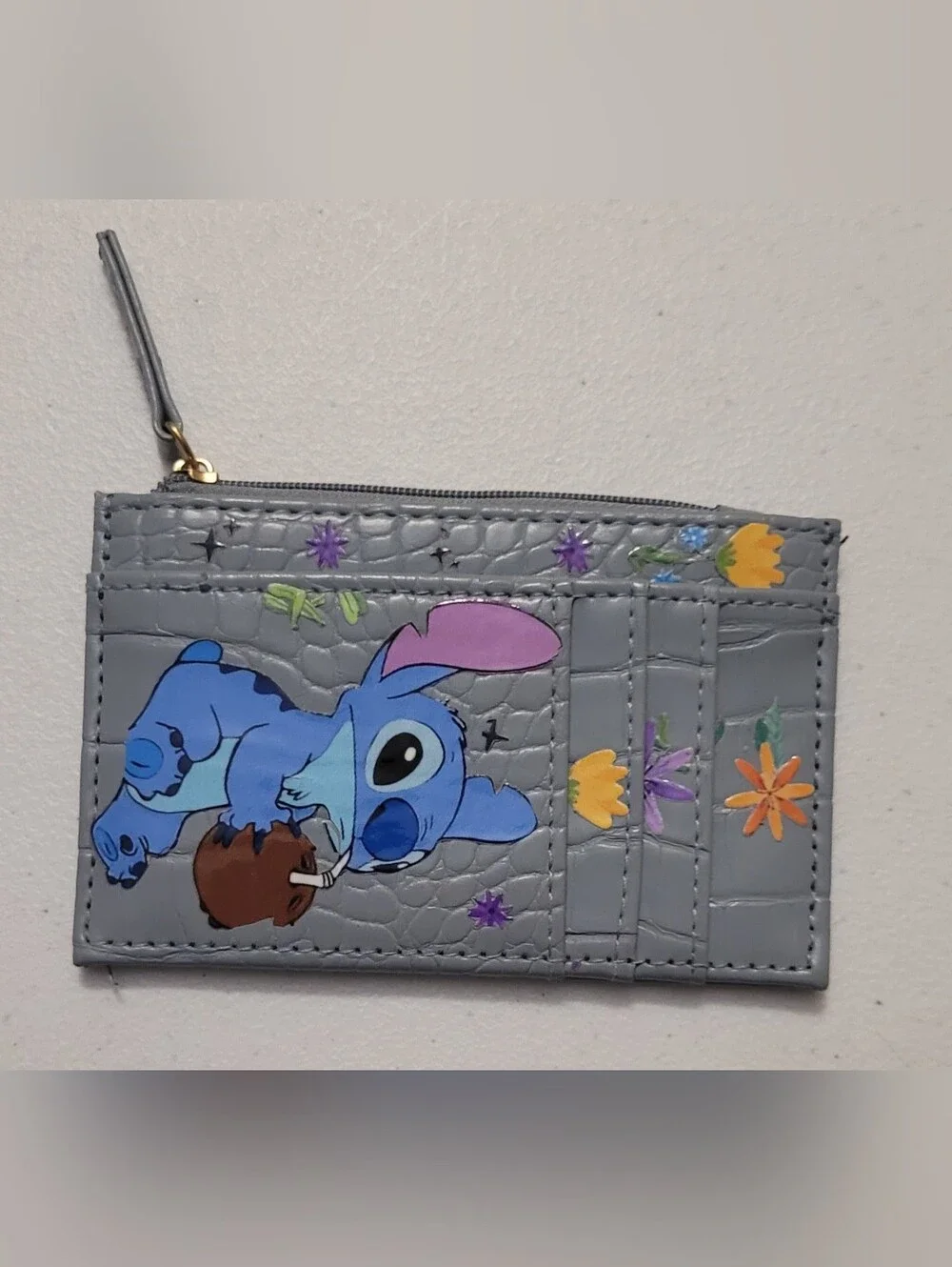 Primark Gray Stitch Floral Card Holder